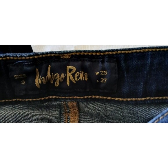 Indigo Rein Women's Button Fly Dark Wash Jeans Size 3 Pockets Stretch - Picture 12 of 13